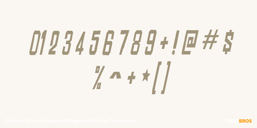 Chinese Rocks Condensed Regular Italic Font Style by Typodermic | Font Bros