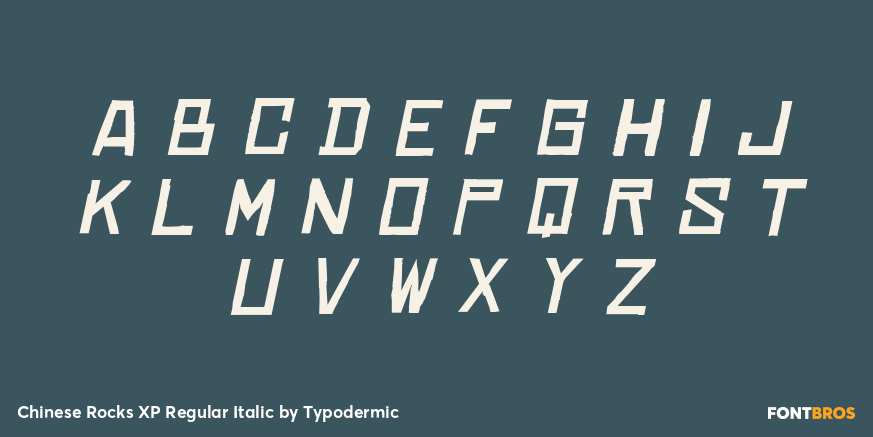 Chinese Rocks XP Regular Italic Font Style by Typodermic | Font Bros