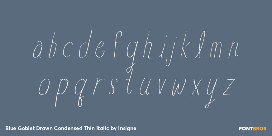 Blue Goblet Drawn Condensed Thin Italic Font Poster #1