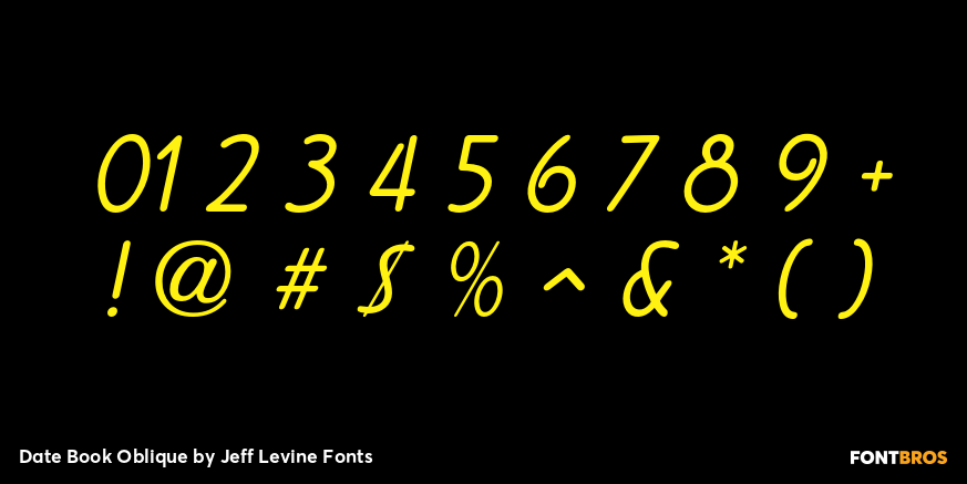 Date Book Oblique Font Poster #1
