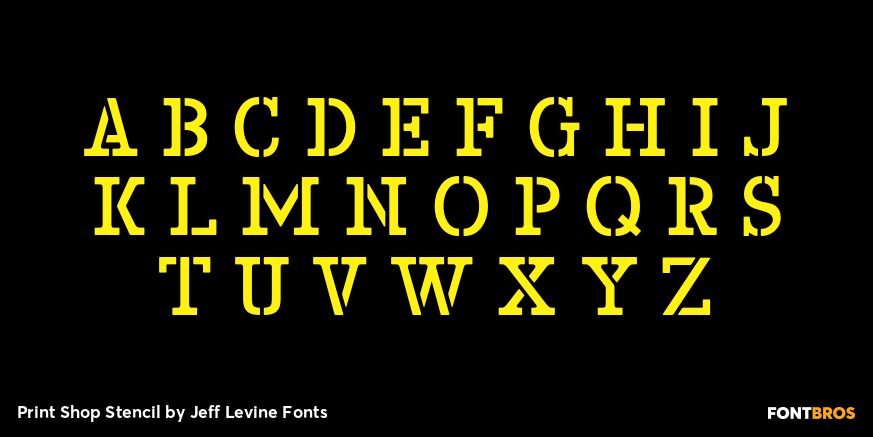 Print Shop Stencil Font Poster #3