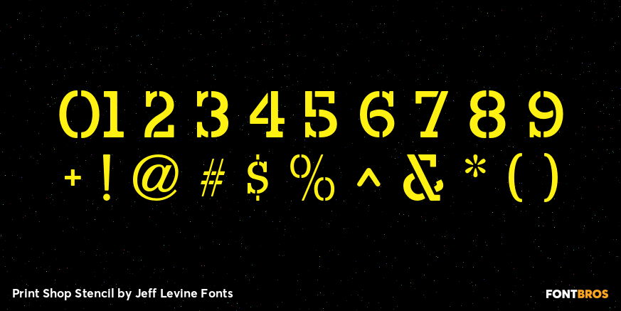 Print Shop Stencil Font Poster #4
