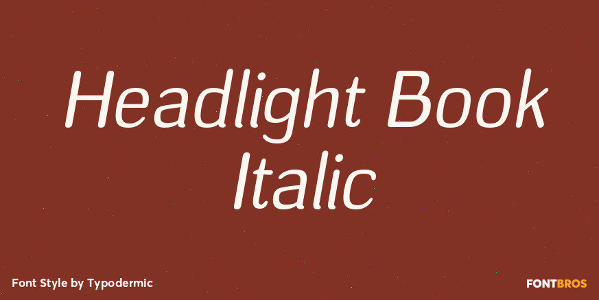 Headlight Book Italic Font Poster #1