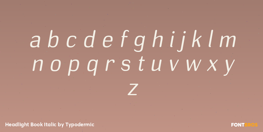 Headlight Book Italic Font Poster #1