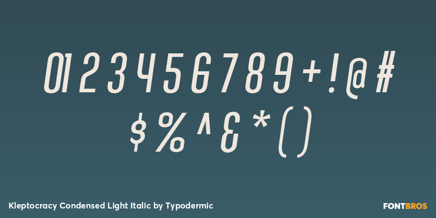 Kleptocracy Condensed Light Italic Font Poster #4
