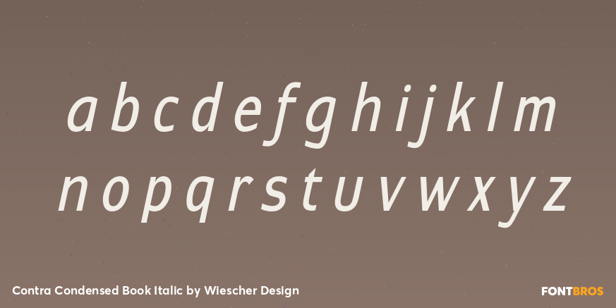Contra Condensed Book Italic Font Poster #3