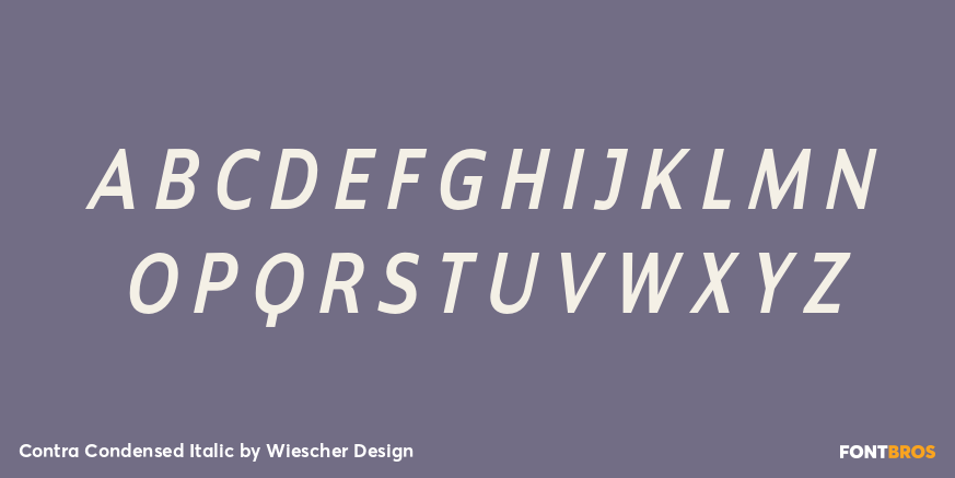 Contra Condensed Italic Font Style by Wiescher Design | Font Bros