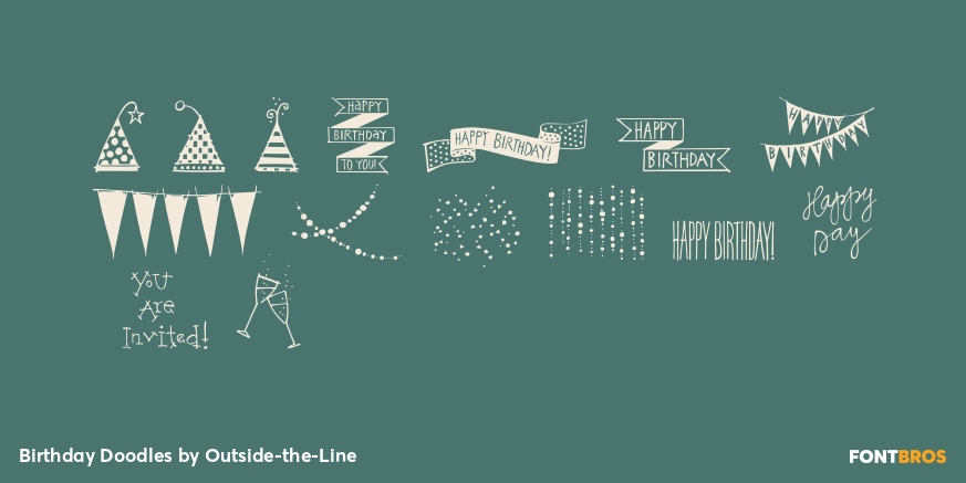 Birthday Doodles Font Poster #1