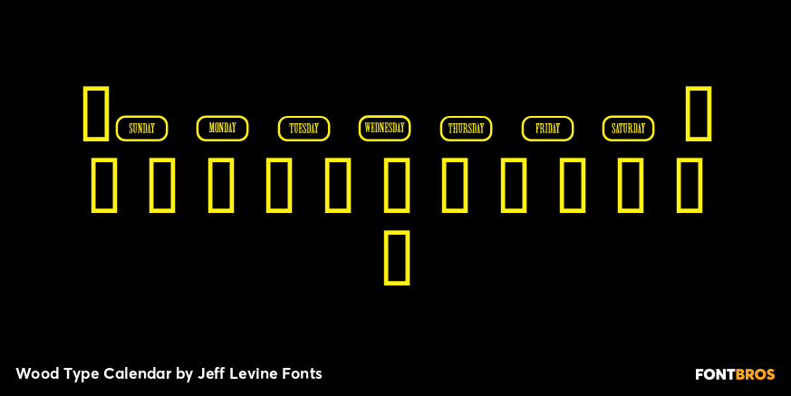 Wood Type Calendar Font Poster #4