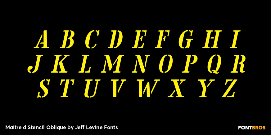 Maitre d Stencil Oblique Font Poster #2