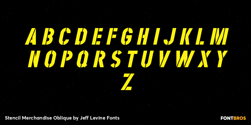 Stencil Merchandise Oblique Font Poster #2