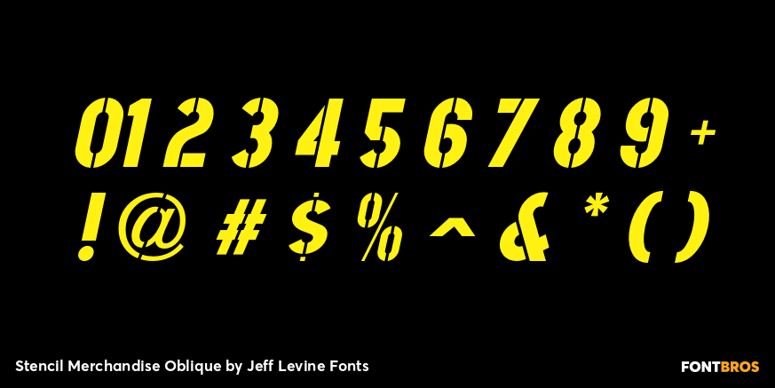 Stencil Merchandise Oblique Font Poster #4