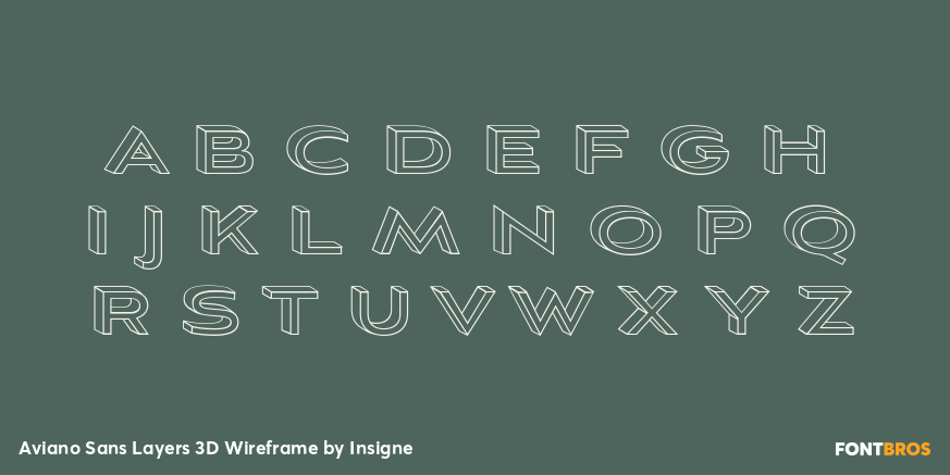 Aviano Sans Layers 3D Wireframe Font Poster #1