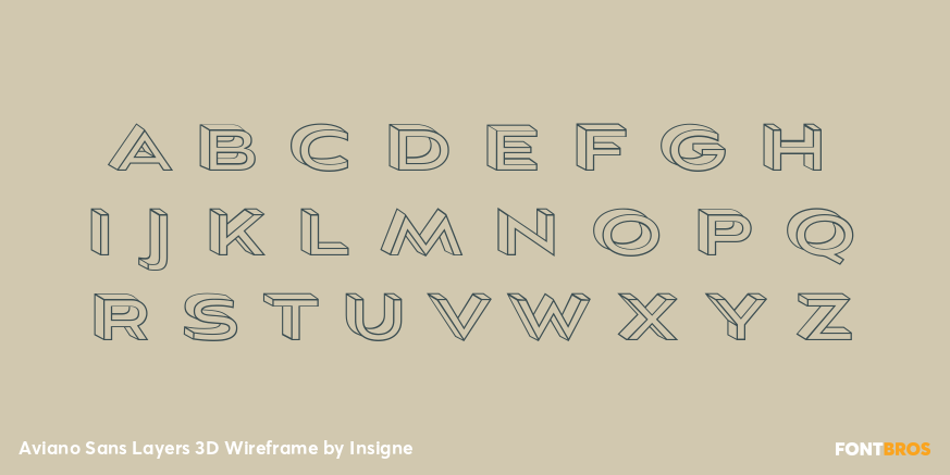Aviano Sans Layers 3D Wireframe Font Poster #1