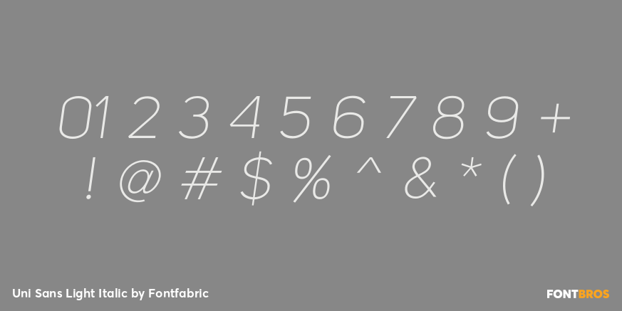 Uni Sans Light Italic Font Poster #1