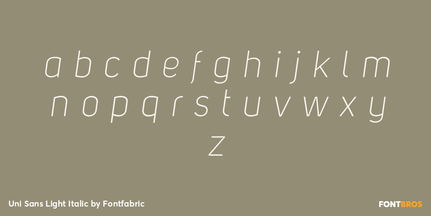 Uni Sans Light Italic Font Poster #1
