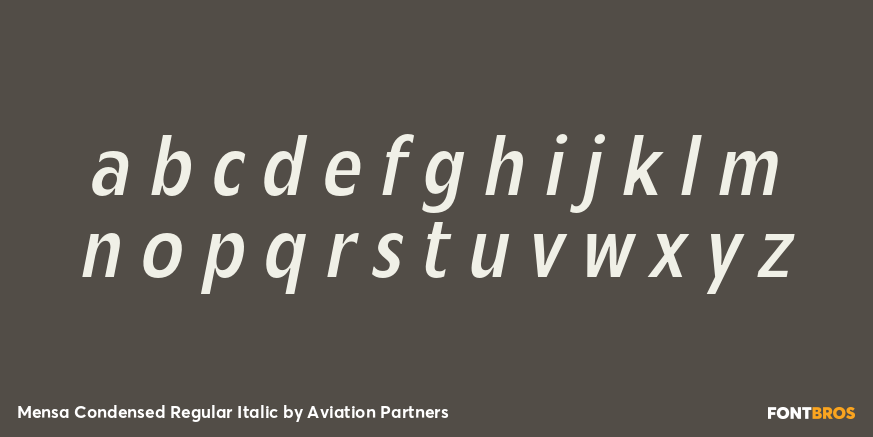 Mensa Condensed Regular Italic Font Poster #3
