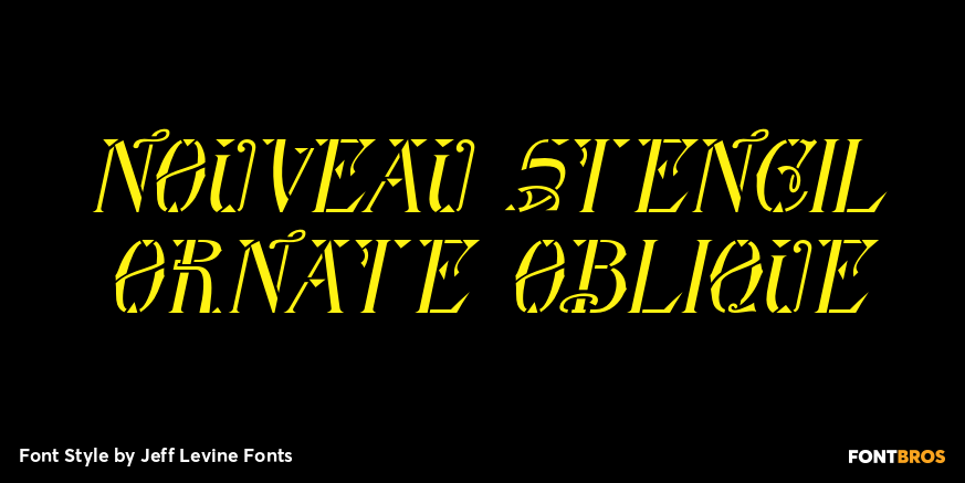 Nouveau Stencil Ornate Oblique Font Poster #1