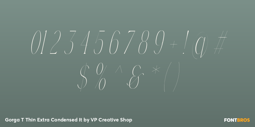 Gorga T Thin Extra Condensed It Font Poster #4