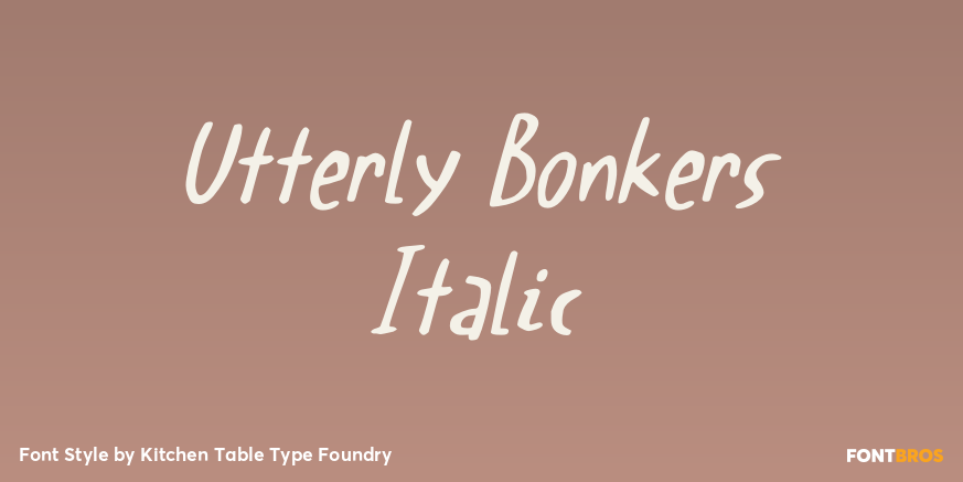 Utterly Bonkers Italic Font Poster #1