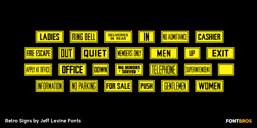 Retro Signs Font Family by Jeff Levine Fonts | Font Bros