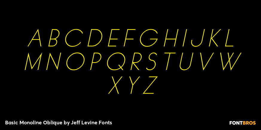 Basic Monoline Oblique Font Poster #3
