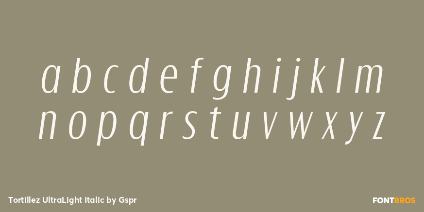 Tortillez UltraLight Italic Font Poster #1