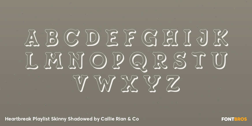 Heartbreak Playlist Skinny Shadowed Font Poster #1