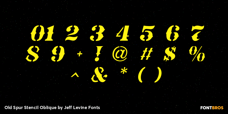 Old Spur Stencil Oblique Font Poster #4