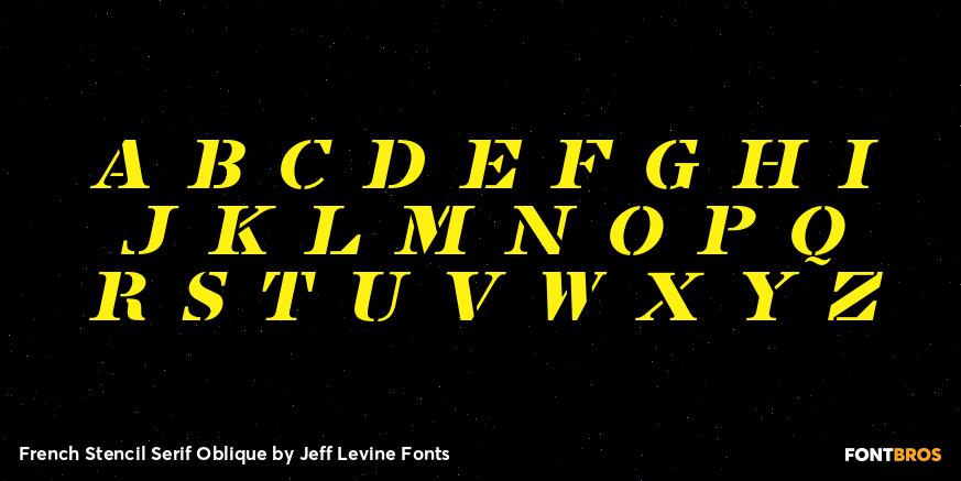 French Stencil Serif Oblique Font Poster #2