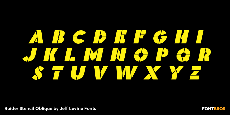 Raider Stencil Oblique Font Poster #2