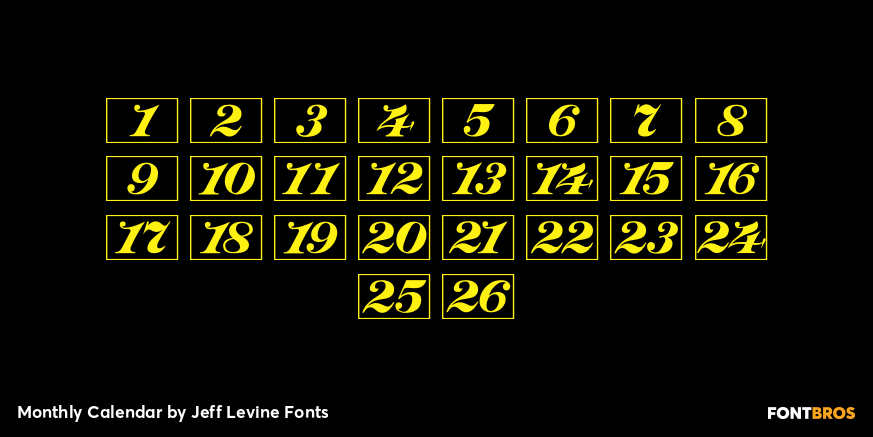 Monthly Calendar Font Poster #2