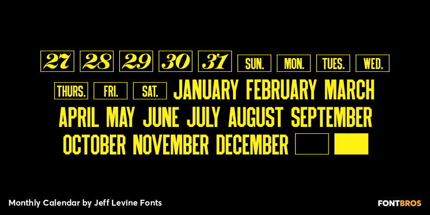 Monthly Calendar Font Poster #3