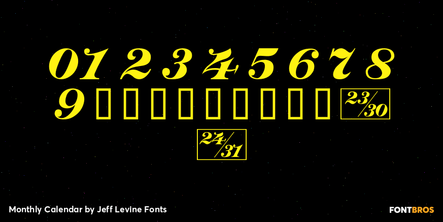 Monthly Calendar Font Poster #4