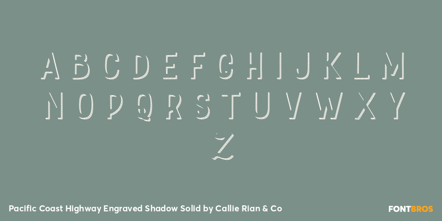 Pacific Coast Highway Engraved Shadow Solid Font Poster #3