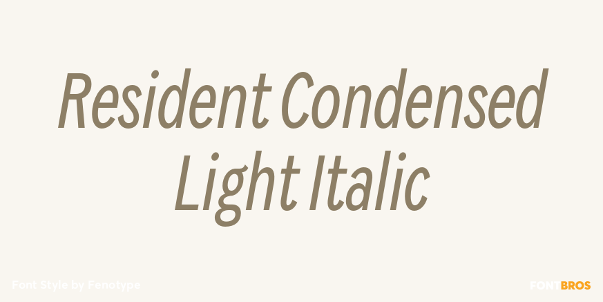 Resident Condensed Light Italic Font Poster #1