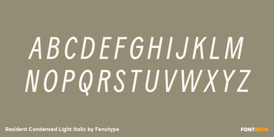 Resident Condensed Light Italic Font Poster #1