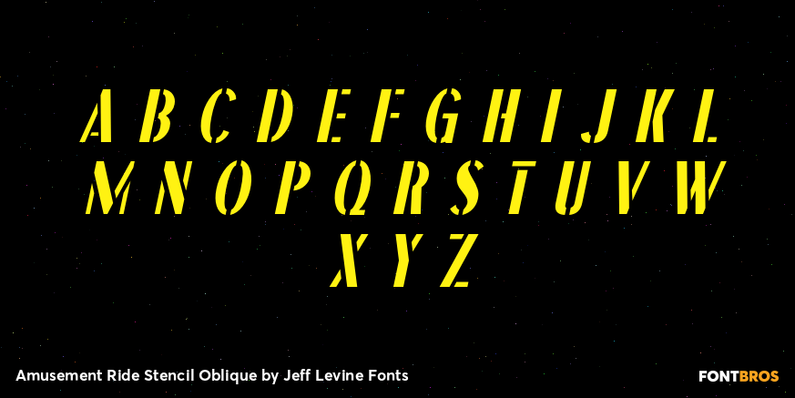 Amusement Ride Stencil Oblique Font Poster #2
