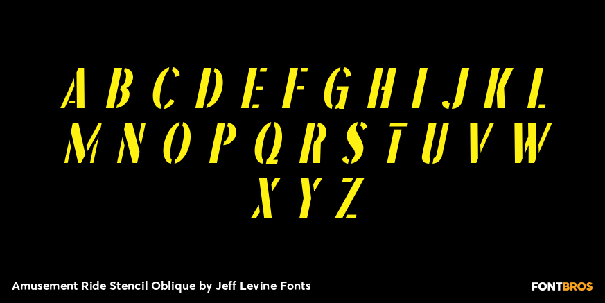 Amusement Ride Stencil Oblique Font Poster #3