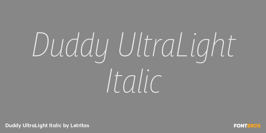 Duddy UltraLight Italic Font Poster #1