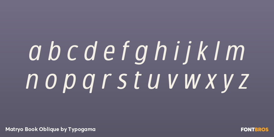 Matryo Book Oblique Font Poster #3