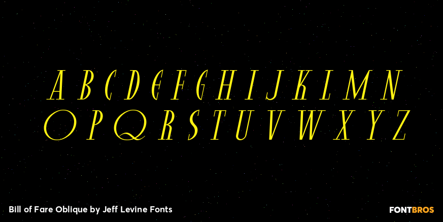 Bill of Fare Oblique Font Poster #2