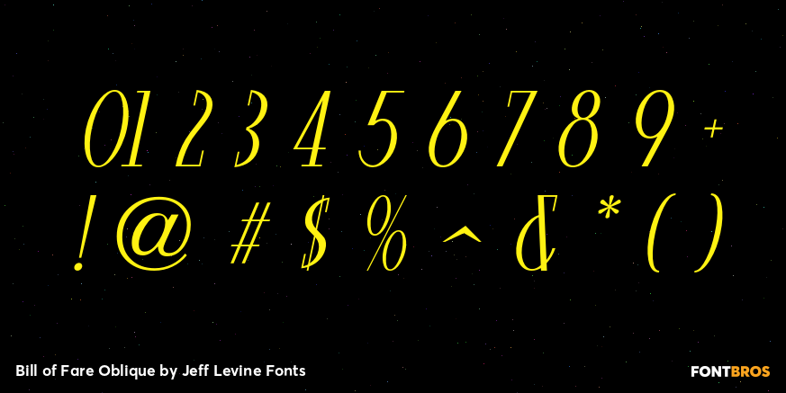 Bill of Fare Oblique Font Poster #4