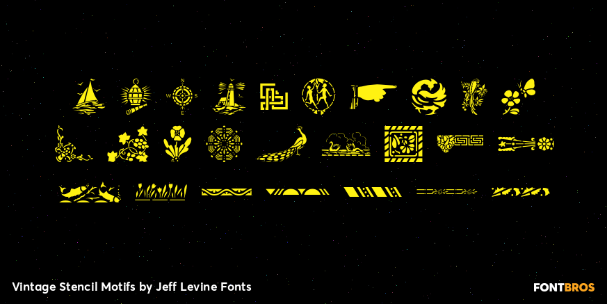 Vintage Stencil Motifs Font Poster #2