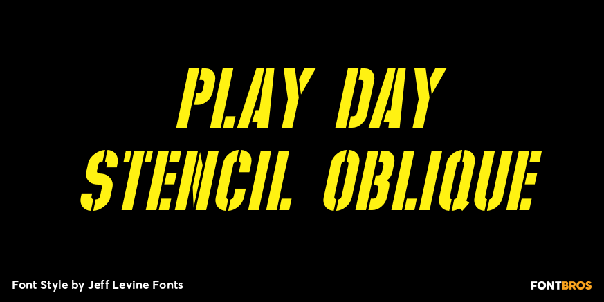 Play Day Stencil Oblique Font Poster #1