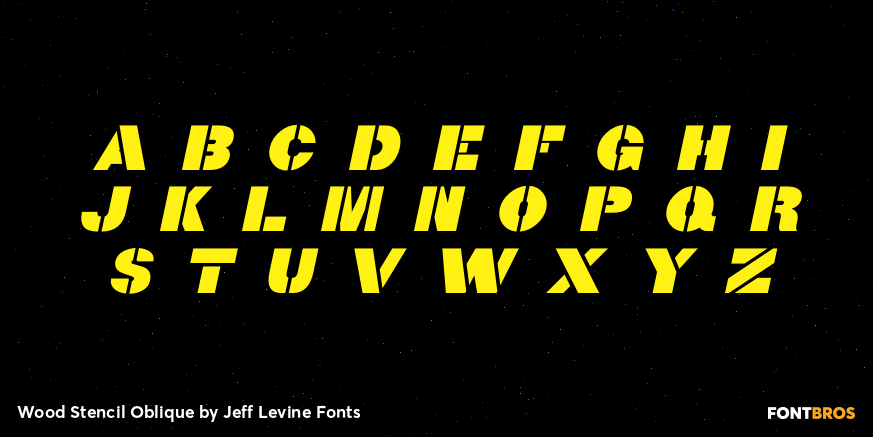 Wood Stencil Oblique Font Poster #2