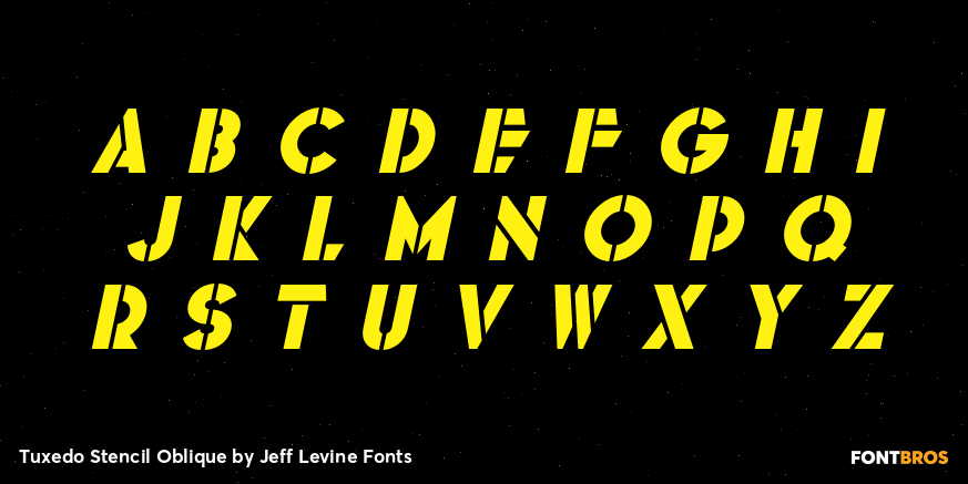 Tuxedo Stencil Oblique Font Poster #2