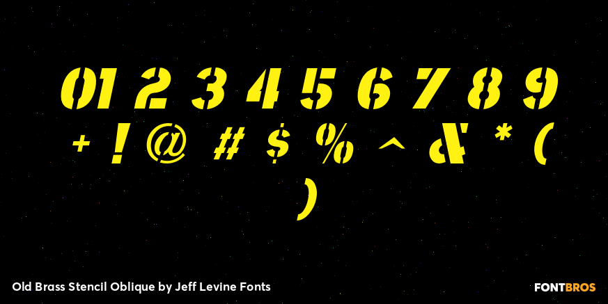 Old Brass Stencil Oblique Font Poster #4