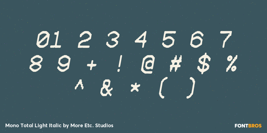 Mono Total Light Italic Font Poster #1
