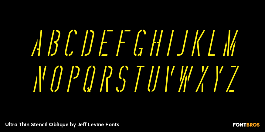 Ultra Thin Stencil Oblique Font Poster #2